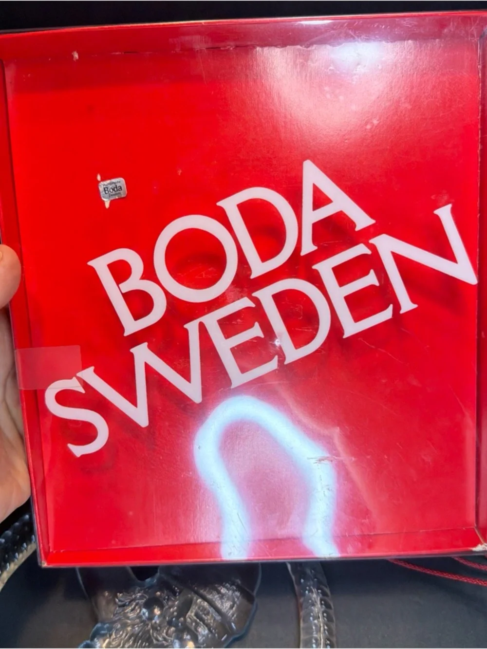 Vtg Kosta Boda Sweden Large Clear Glass Christmas Santa Ornament Sun Catcher